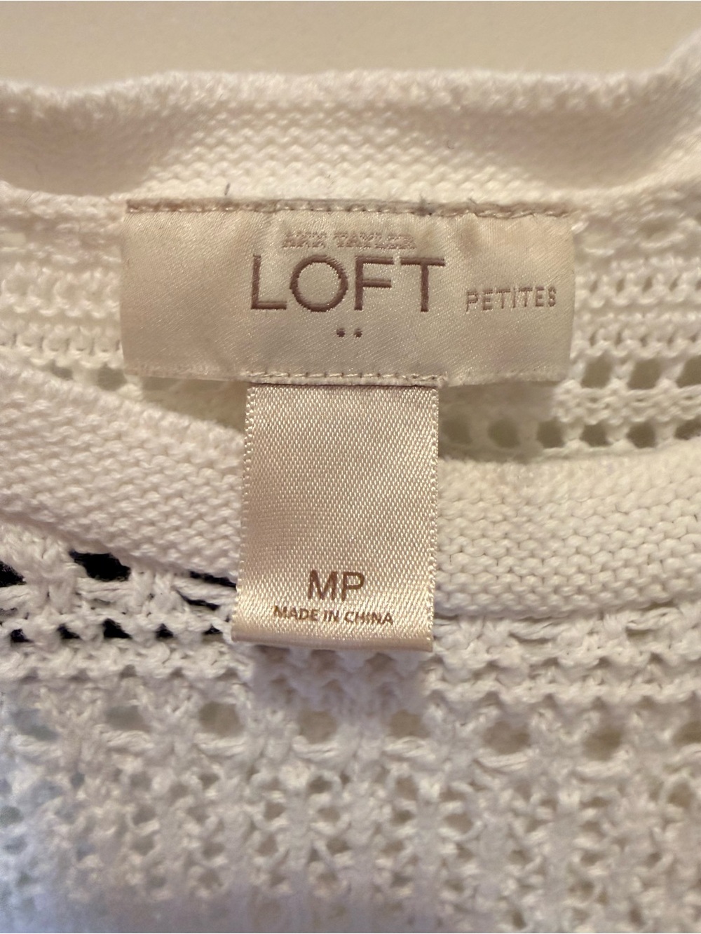 LOFT White Openwork Crochet Pullover - Picture 2 of 5